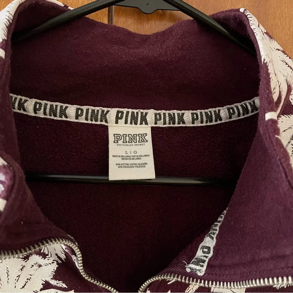 Rare PINK Victoria's Secret VS Palm LOGO Pullover Sweatshirt Top Large - Picture 6 of 8